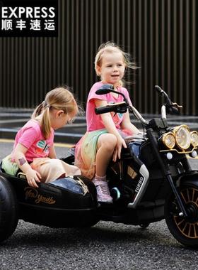 摩托车带挎斗电动车偏三轮新款儿童电动车可坐双人特大号充电童车