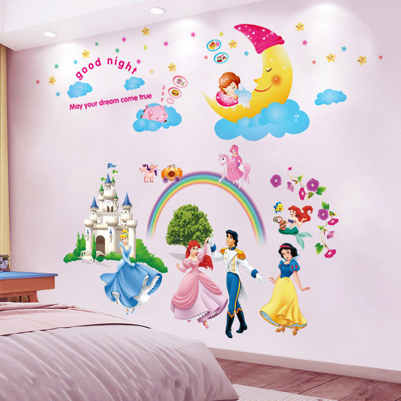 白雪公主少女心房间墙贴卧室床头卡通动漫宝宝装饰墙贴纸贴画壁纸