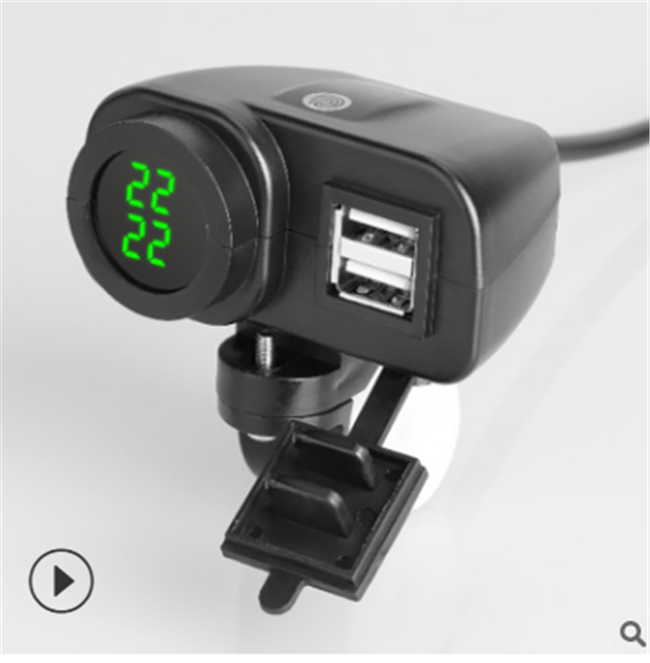 摩托车USB充电器带时间显示温度电压显示12V电动车改装防水充电器