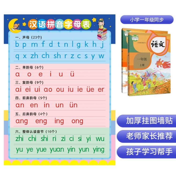 新疆包邮小学汉语拼音字母表墙贴声母韵母整体认读音节一年级儿童