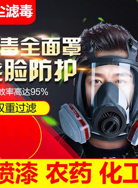 普达防毒面具全面罩化工喷漆农药防尘防护呼吸器全脸封闭头罩放毒