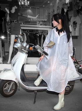 包邮正品电瓶车摩托车自行车骑车背包成人雨衣时尚半透明女士雨披