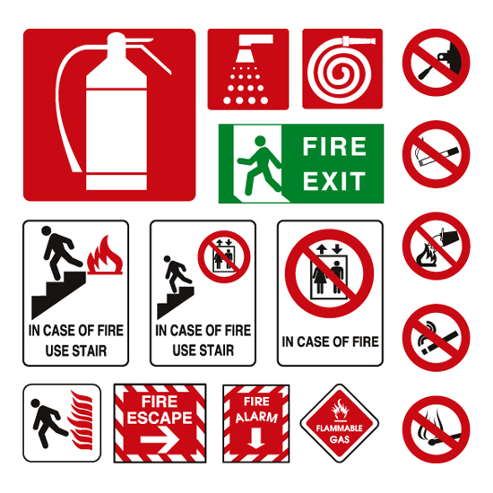 消防标志火灾标志 灭火器防火警示逃生图标 AI格式矢量设计素材