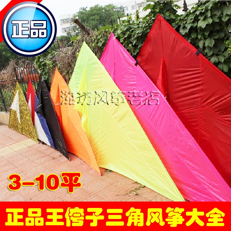 热卖王侉子风筝微风大型三角风筝航空软伞布碳杆潍坊线具老店
