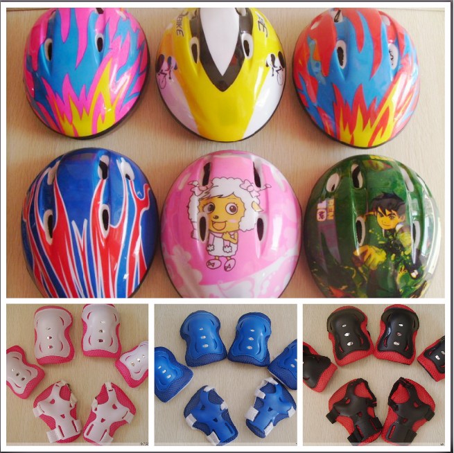 儿童溜冰鞋滑板车头盔/单车头盔 运动 滑轮专用可爱卡通头盔+护具