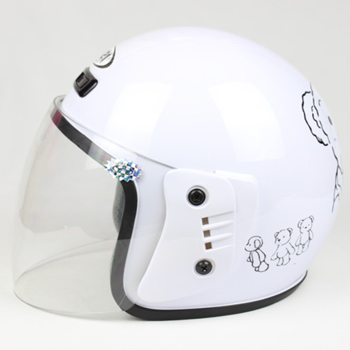 摩托车头盔 男女夏天雷哈可爱安全帽子 电动机车电瓶车头盔 白色