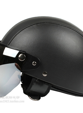 新款台湾EVO皮盔黑色哈雷电动摩托车头盔男女通用防晒紫外线夏冬