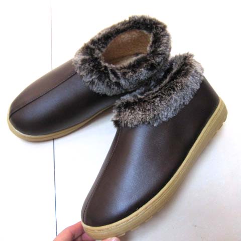 皇冠店进口高级PU皮包头包跟冬天棉拖鞋超暖和上线上胶防水超耐用