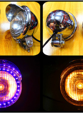 摩托车配件哈雷巡航太子车通用改装LED灯圈行车灯小雾灯大灯头灯