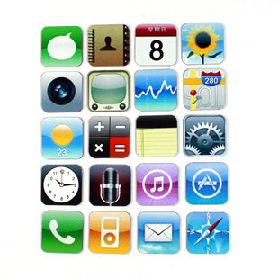 iphone4苹果手机软件应用程序图标冰箱贴软磁全套20枚铁盒装绝版