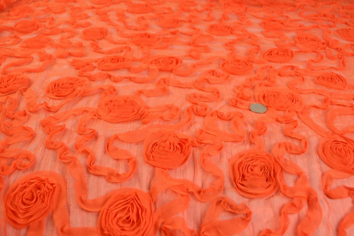 红色蕾丝服装辅料镂空立体花朵 手工diy布料面料 特价尾货