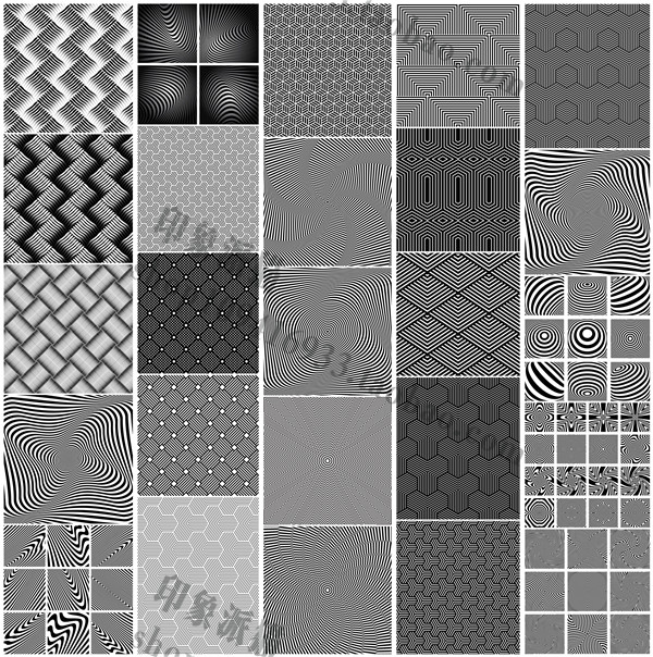 矢量设计素材 25张几何视觉错觉图案图形黑白 EPS格式