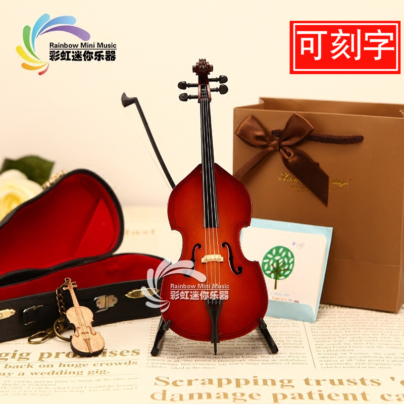 迷你大贝司模型低音大提琴模型摆件手工制作生日礼物娃娃乐器模型
