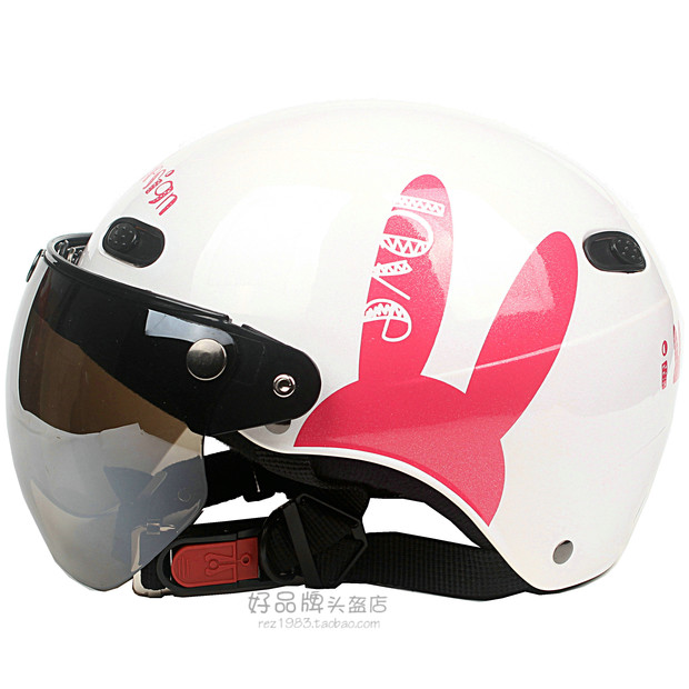 台湾EVO兔子白色电动哈雷摩托车头盔安全帽男女防晒紫外线四夏季