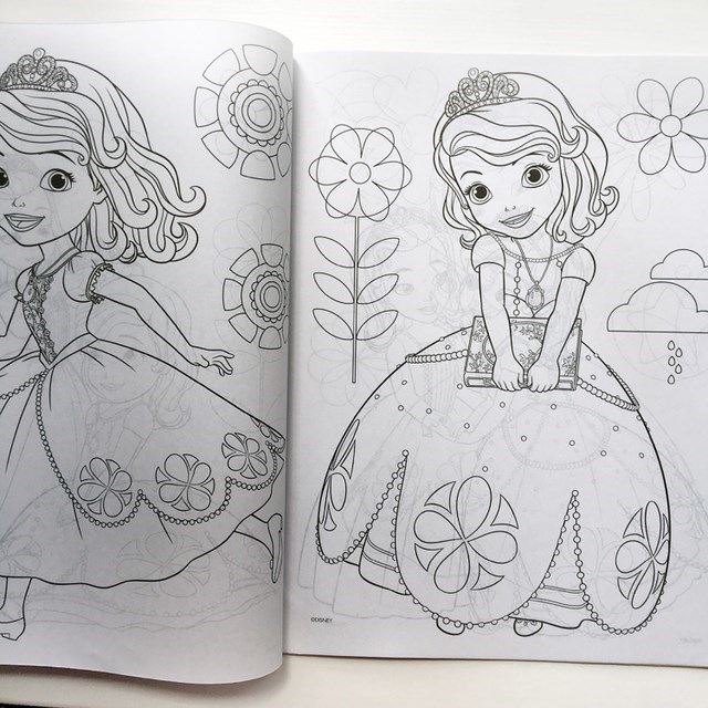 小公主苏菲亚填色本填色涂色本画画本高档卡通手提带不