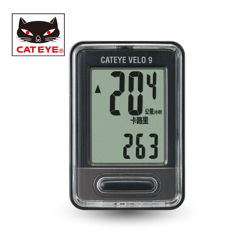 CATEYE猫眼自行车码表VELO9中英文超薄大屏山地车有线骑行码表