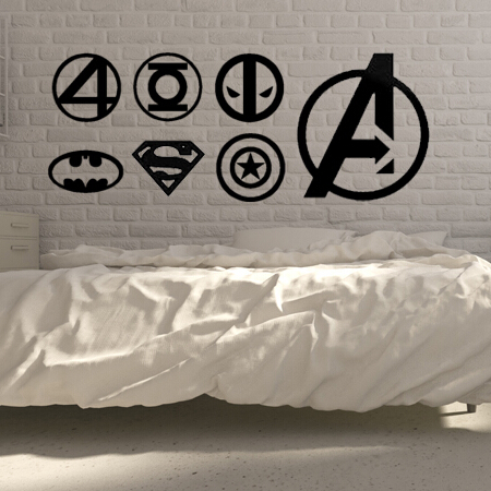 动漫超级英雄沙发背景漫画人物墙贴纸超人蝙蝠侠钢铁侠特价A48