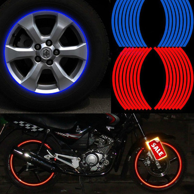摩托车轮毂车贴改装车轮贴装饰反光彩色轮胎贴条钢圈贴纸防水贴膜