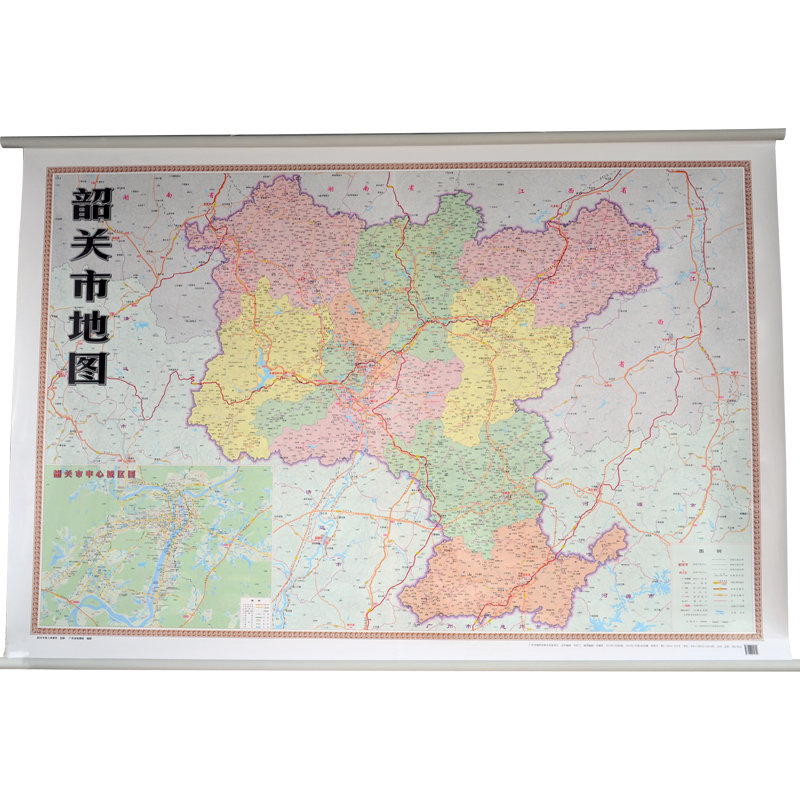 韶关市地图 160*110 挂图 广东省各市区挂图系列 办公家居