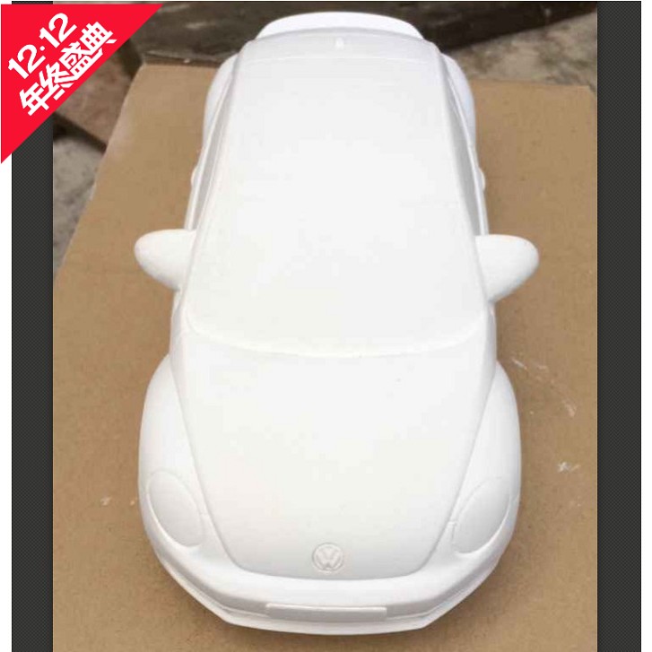 进口大众甲壳虫石膏彩绘白色车模亲子活动彩绘车模型陶瓷汽车4S店