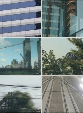 高楼铁轨汽车跨江大桥行驶在路上小高清实拍视频素材