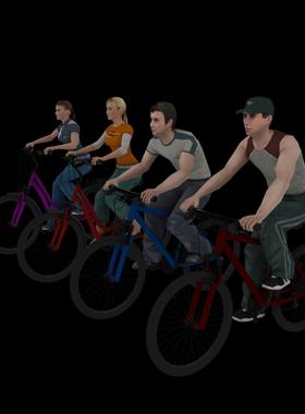 骑自行车人物动画3dsmax动画模型骑自行车3d人物动画线形骨骼绑定