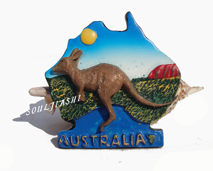 澳大利亚纪念品 地形图 袋鼠树脂磁性冰箱贴留言贴 收藏礼品