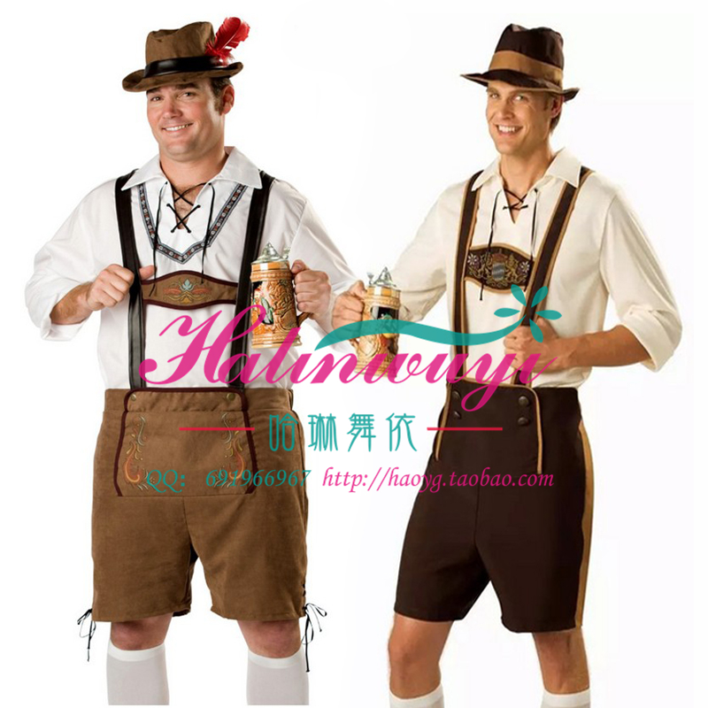 德国啤酒节男士成人巴伐利亚民族传统服装啤酒服酒吧服务生服新款