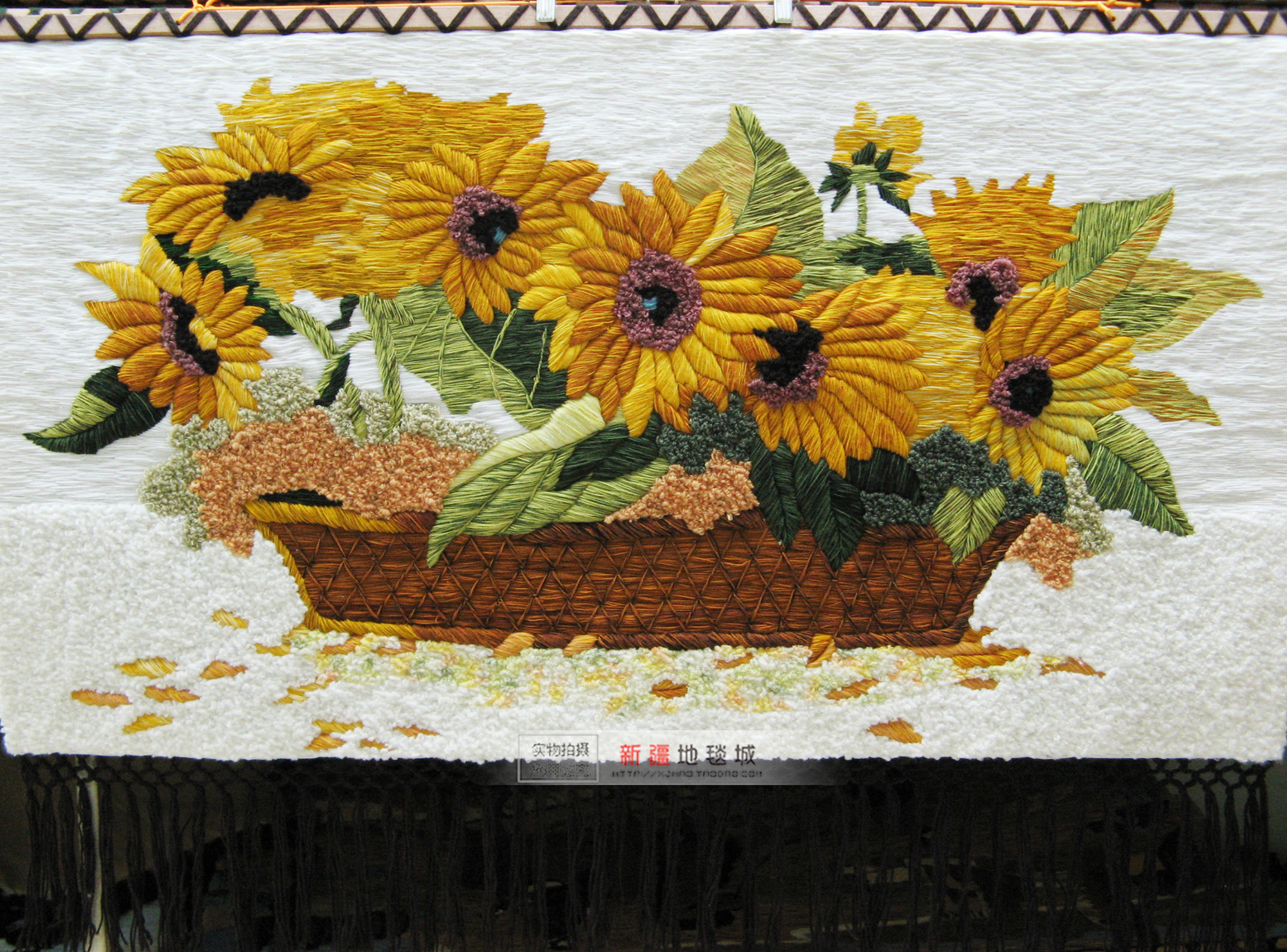 新疆手工艺术编织挂毯装饰画向日葵客厅壁毯壁挂壁画背景墙布北欧
