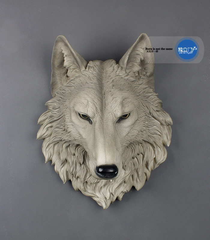 美国DWK公司个性仿真狼头wolf狼图腾动物灰狼壁挂标本墙面装饰