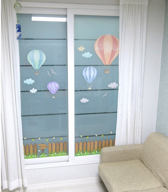 包邮进口玻璃门窗贴画环保防水防晒儿童房瓷砖墙壁自粘装饰贴纸花