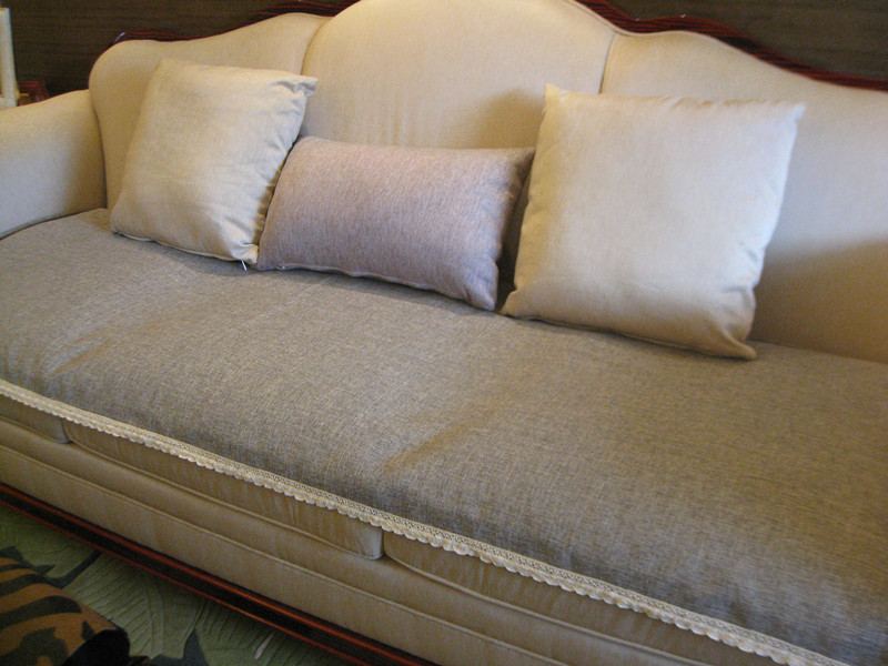 高档棉麻深灰色沙发垫四季防滑沙发巾沙发垫 坐垫纯色 可定制