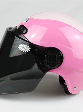 特价夏季摩托车头盔 电瓶车哈雷安全帽 女士可爱粉红色 防紫外线