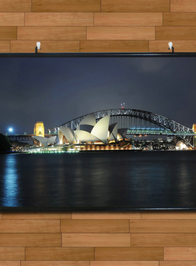 澳大利亚悉尼歌剧院城市夜景唯美海报挂画有框画世界名胜装饰画