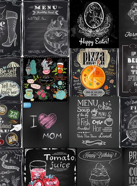 25P黑板商品促销粉笔画EPS矢量图片海报菜单平面设计装饰元素素材