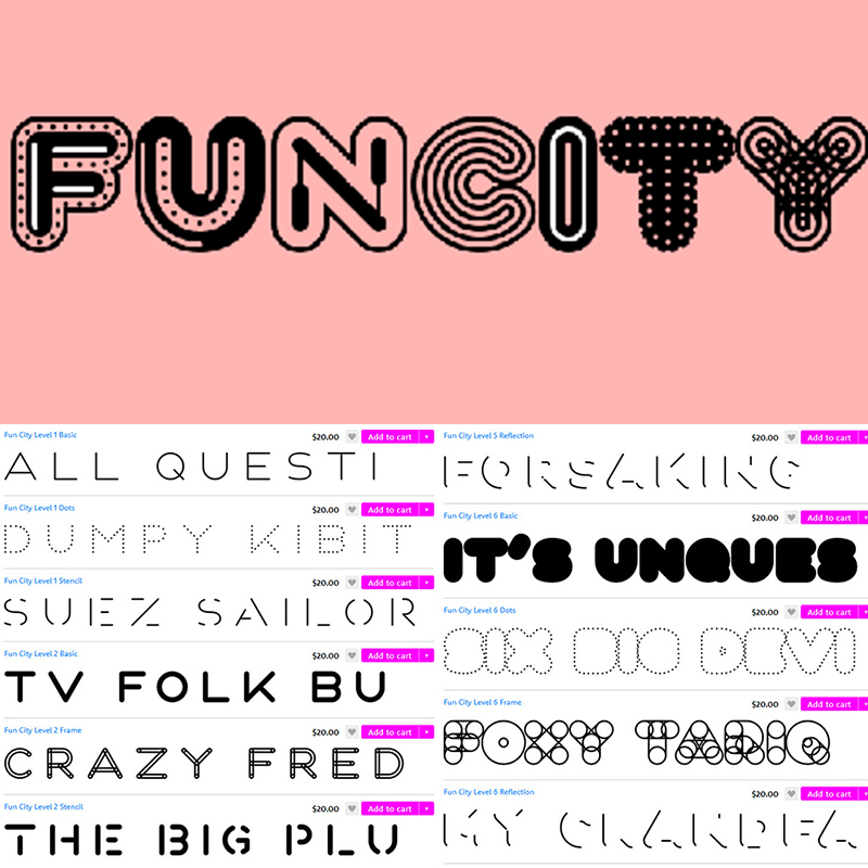 71号FunCity创意卡通LOGO海报水印DIY英文字体家族设计PS素材