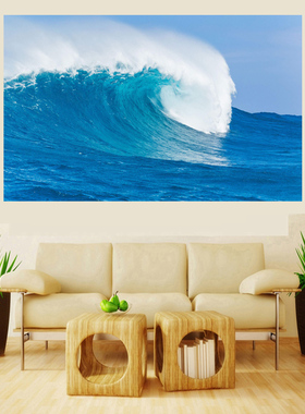 现代装饰画 美图大海海浪壁纸贴画 壁画海报蓝色浪花贴图海景摄影