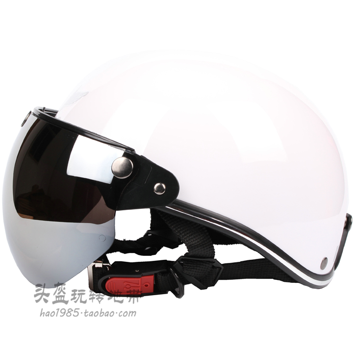 新品台湾EVO全纯白色哈雷电动摩托车头盔男女通用防晒紫外线夏四