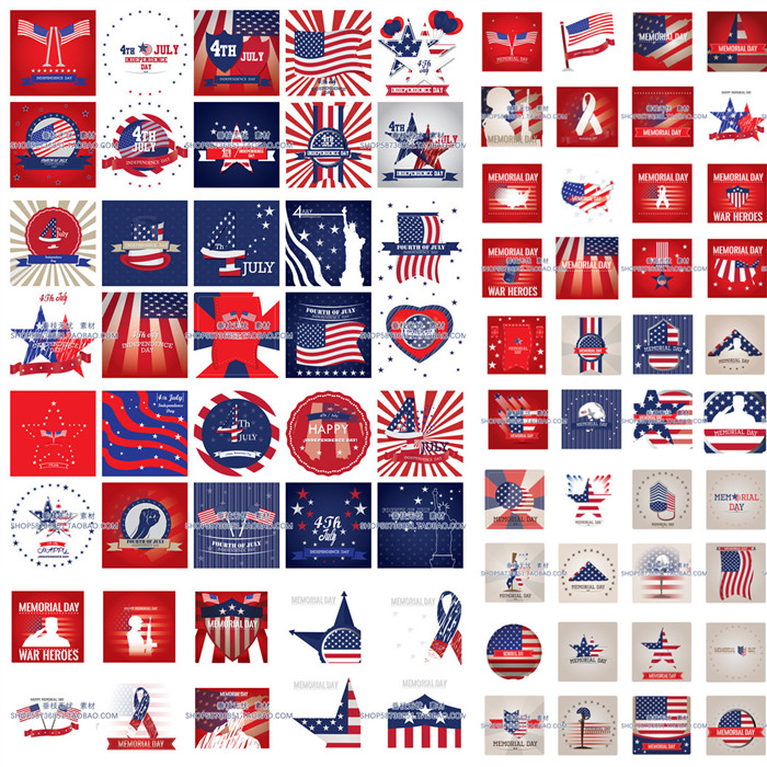 A3821矢量美国文化国旗星条旗风格插画背景图 AI设计素材