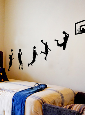 创意男生宿舍自粘墙贴纸背景墙壁纸装饰房间卧室布置篮球NBA贴画