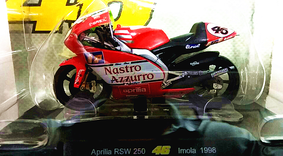 1:18阿普利亚RSW250罗西46号ROSSI 1998合金摩托车模型带底座支架