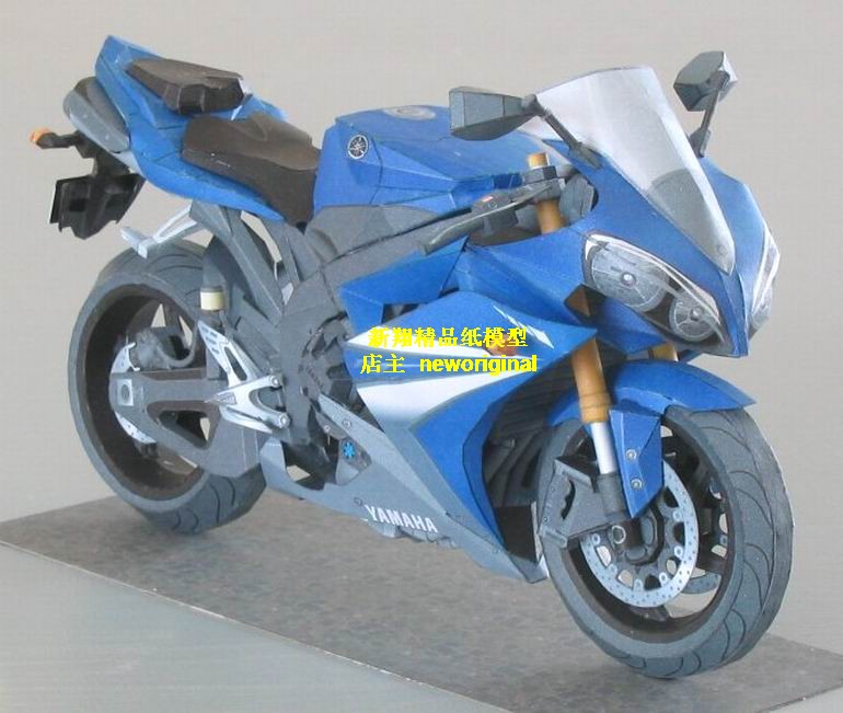 m 【新翔精品纸模型】07型蓝色竞赛摩托车赛车模型