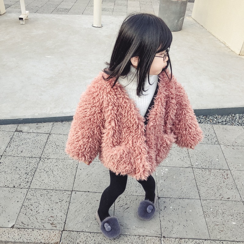 2019冬装新年款女童宝宝羊卷绒夹棉加厚大衣儿童外套仿皮草外套