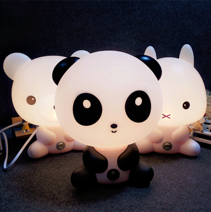 情人节创意礼品 LED灯泡 熊猫卡通台灯 床头灯按键节能插电小夜灯