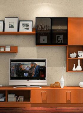 时尚美式室内板式电视柜及电视背景墙图片设计素材资料
