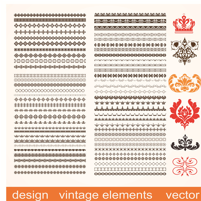 A0192矢量欧式皇冠线条分隔符装饰花边图案 AI设计素材