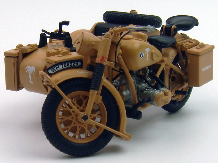 1:24 宝马BMW R75 1939-1945 边三轮挎斗侉子二战摩托车模型