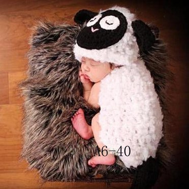 影楼摄影衣服出售婴儿写真服装宝宝百天满月拍照手工毛线小羊造型