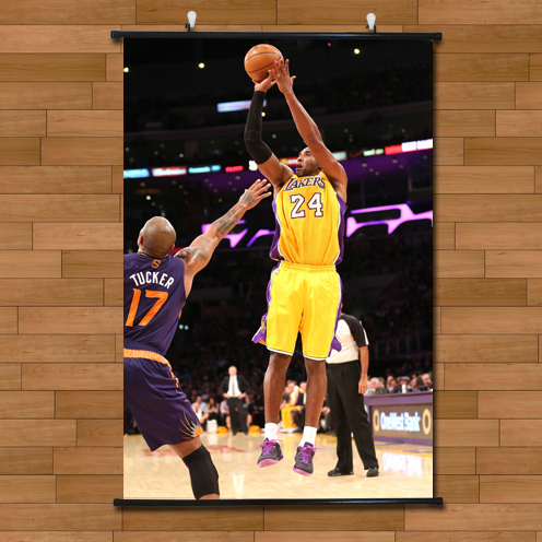 NBA科比投篮海报挂轴画有框画湖人队球星卧室酒吧装饰画壁画墙画