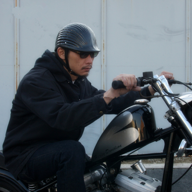 AMZ复古日式波浪纹半盔秋四季哈雷半覆式摩托车男头盔踏板车瓢盔